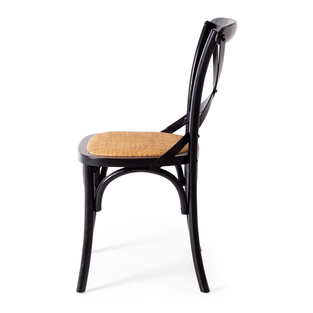 Villa X-Back Dining Chair Aged Black Rattan Seat image 2